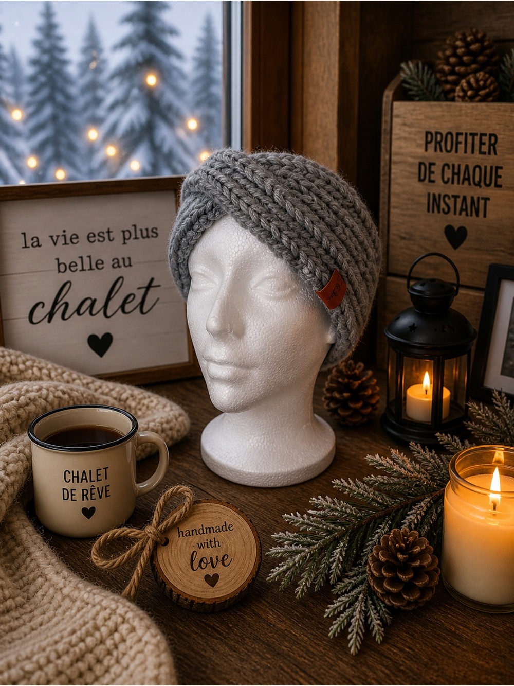 Chunky Knit Turban Headband - Gray